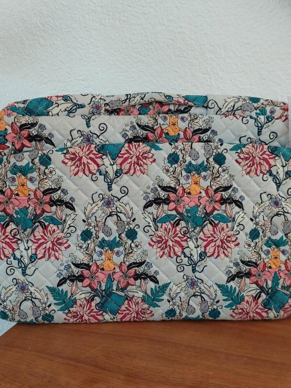 Vera Bradley herbology harry pattern laptop case bag cotton gray